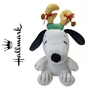 Hallmark Snoopy Peanuts Reindeer Antlers Plush Toy 9" Christmas Dog